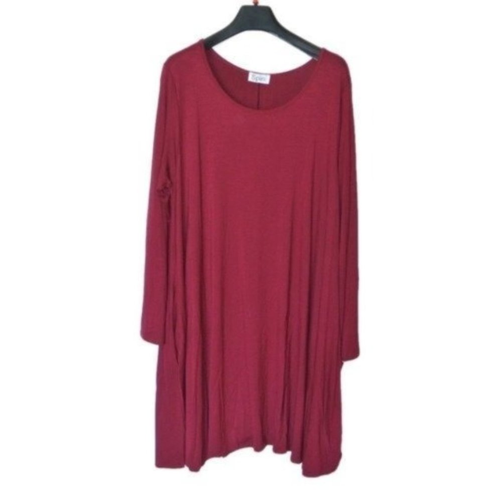 Spin USA Red Burgundy‎ Rayon Dress 3X Plus